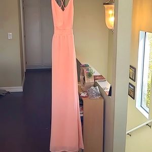 Lulu's Full Length Peach Backless Gown